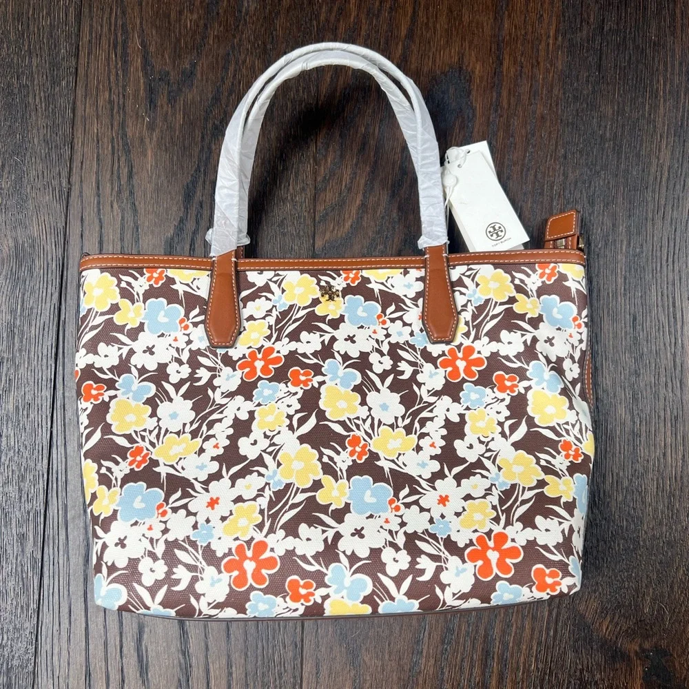 Tory Burch Brown and Yellow Tote Bag with Sophisticated Design - Picture 1 of 5